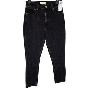 Abercrombie & Fitch Curve Love Skinny High Rise Jeans 25/0 Short Black Denim NWT